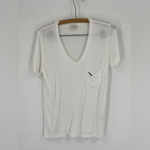 Network Women’s V Neck Short Sleeve Basic White Tee size XS